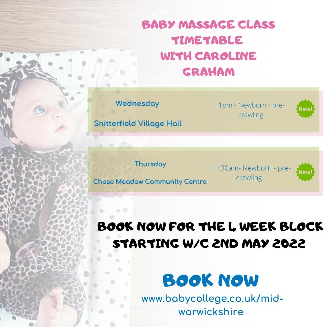I'm excited to be working with Baby College in Snitterfield and Warwick next week. Bookings can be made at: 
babycollege.co.uk/mid-warwickshire

@babycollegemidwarwickshire

#babymassage #babyclass #babygroup #babymassagewarwick #babymassagesnitterfield